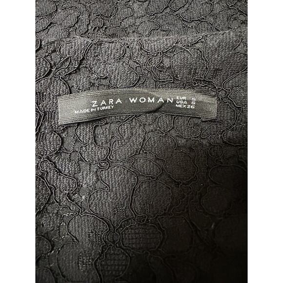 Zara Black Floral Lace Pencil Skirt High Waisted Back Slit Size Small - Picture 7 of 7